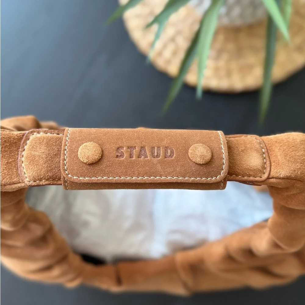 STAUD - Brown Suede Bag with Ruched Design - New - Picture 2 of 5